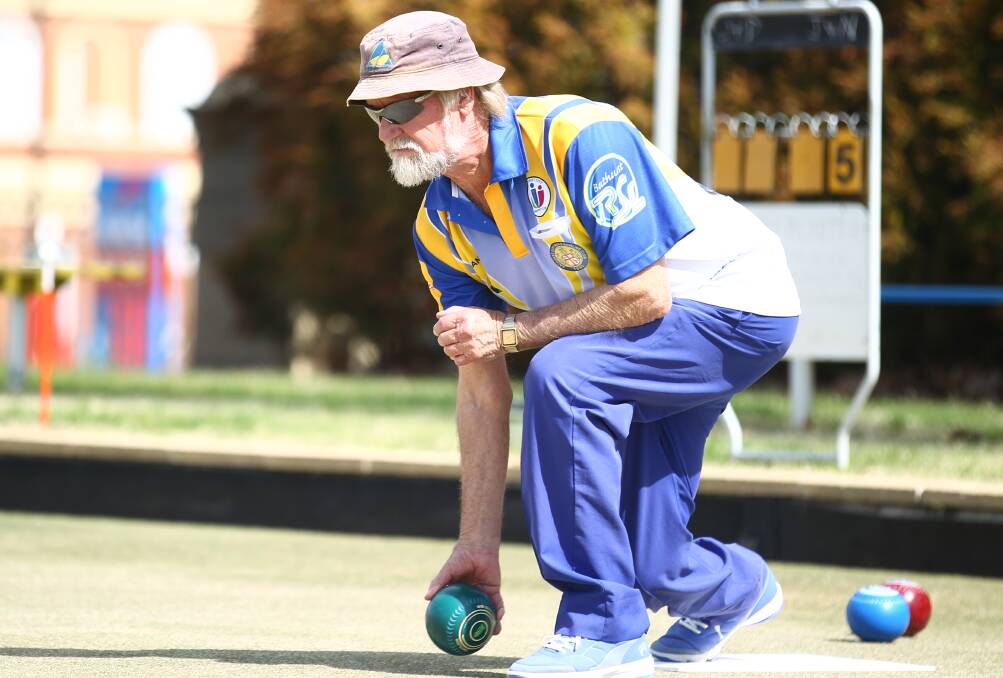 GOOD DAY OUT: Bruce Rich ready to roll in a recent round of play at the Bathurst City Bowling Club. Photo: PHIL BLATCH