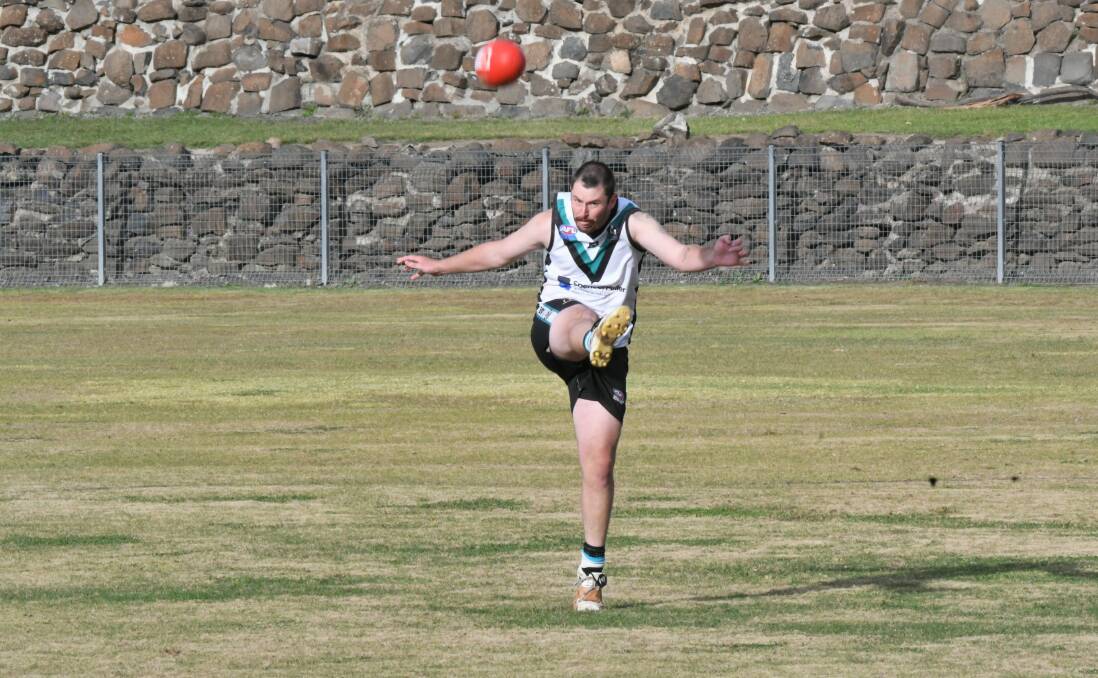 ON THE MONEY: Grady Tapping scored three goals for the Bathurst Bushrangers in their win over the Dubbo Demons on Saturday. Bushrangers' strong fourth quarter helped to get them out of danger. Photo: CHRIS SEABROOK