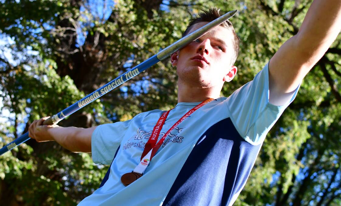 PODIUM: Kane Simmons finished third in the men's under 18s javelin throw. Photo: ALEXANDER GRANT
