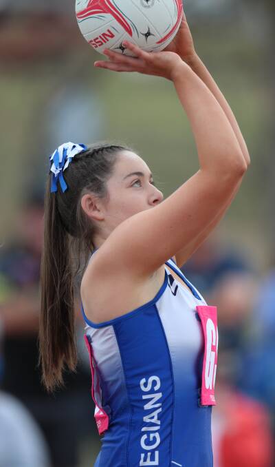 SHARPSHOOTER: Caitlyn Matthews gives Collegians Mystified a super shooting option for the 2020 Bathurst Netball Association A grade season. The grand final rematch against Panthers takes place on Saturday. Photo: PHIL BLATCH