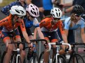 Riders get ready to go during Saturday's racing at the Bathurst Velodrome. Picture by James Arrow.