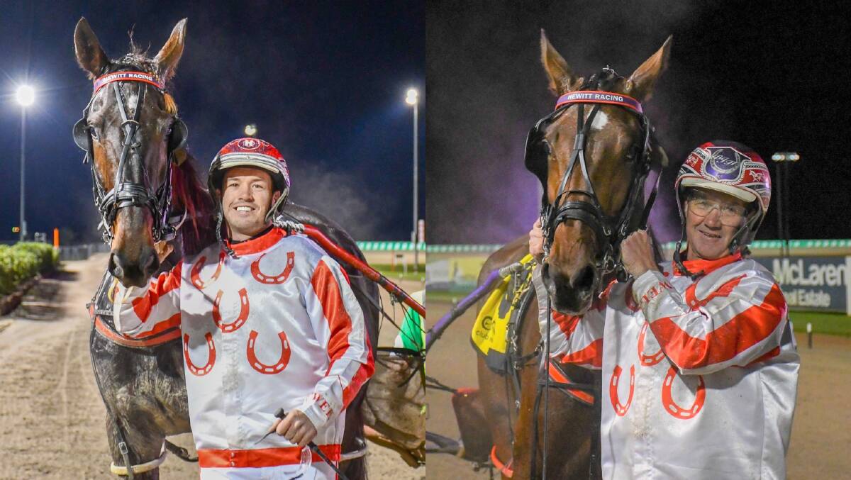 PAIR OF CHAMPIONS: Doug Hewitt with Ripp and Bernie Hewitt with Jewel Melody. Photos: CLUB MENANGLE