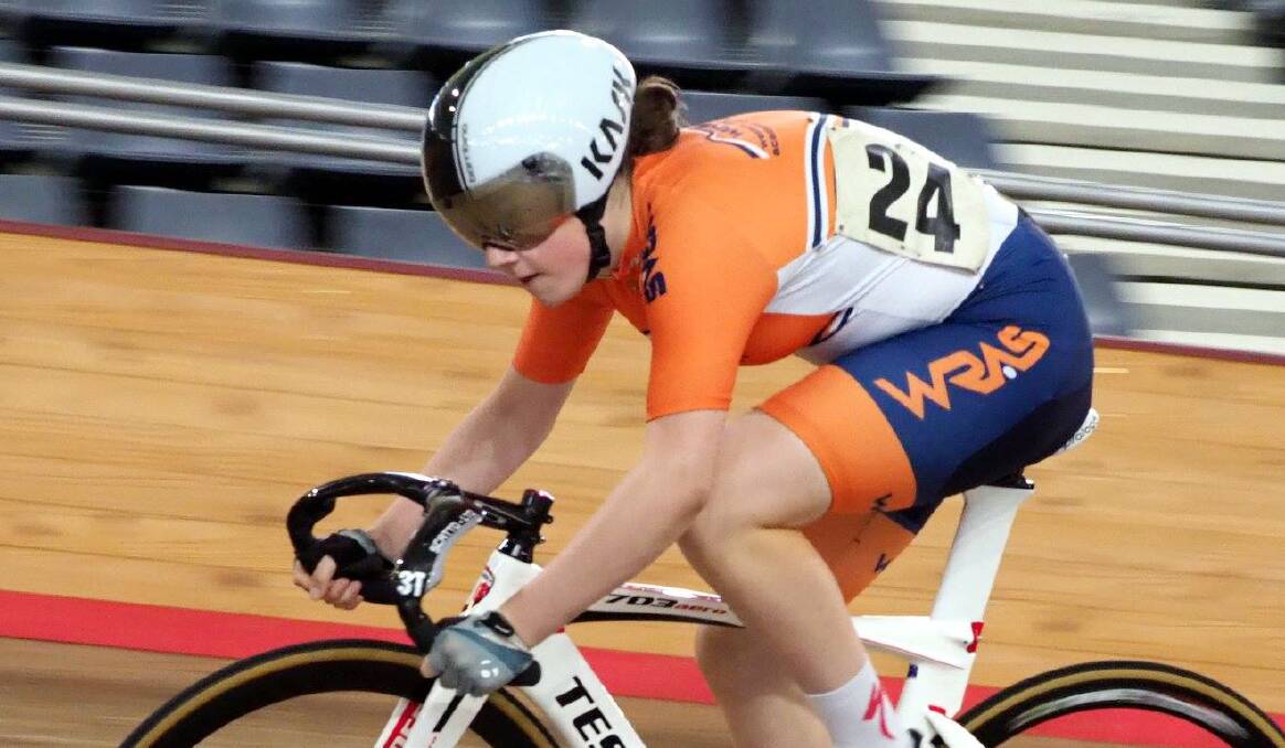 PEDALLING FOR GOLD: Eliza Bennett has got her 2019 Oceania Track Championships campaign underway at the Adelaide Superdrome. 