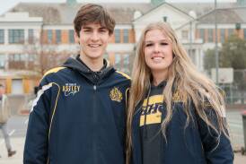 Jeremy Tobin and Olivia Clemens will captain Bathurst High School's Astley Cup athletics team. Picture by James Arrow.