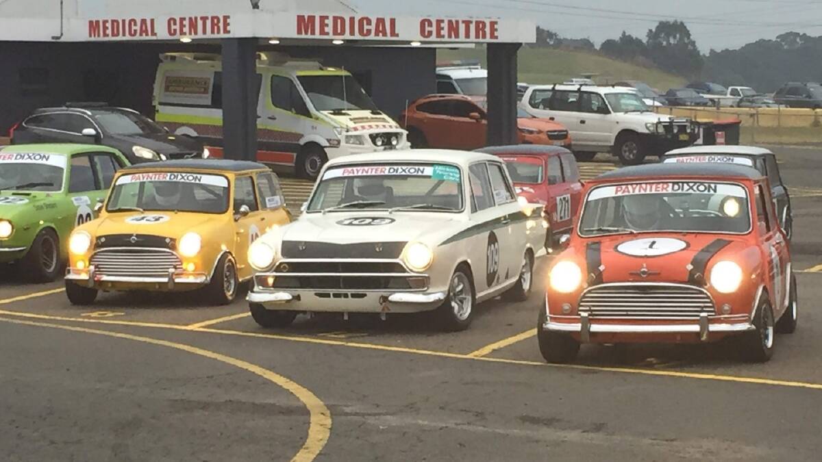 LEADING THE WAY: Nathan Goulding's Mini, Matt Windsor's Lotus Cortina and Alex D'Onofrio's mini filled out the Group Nb podium.