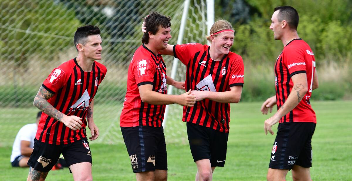MORE TO COME: Jaiden Culbert (second from left) and Panorama FC still feel they can lift despite their brilliant start to the year. Photo: BRADLEY JURD