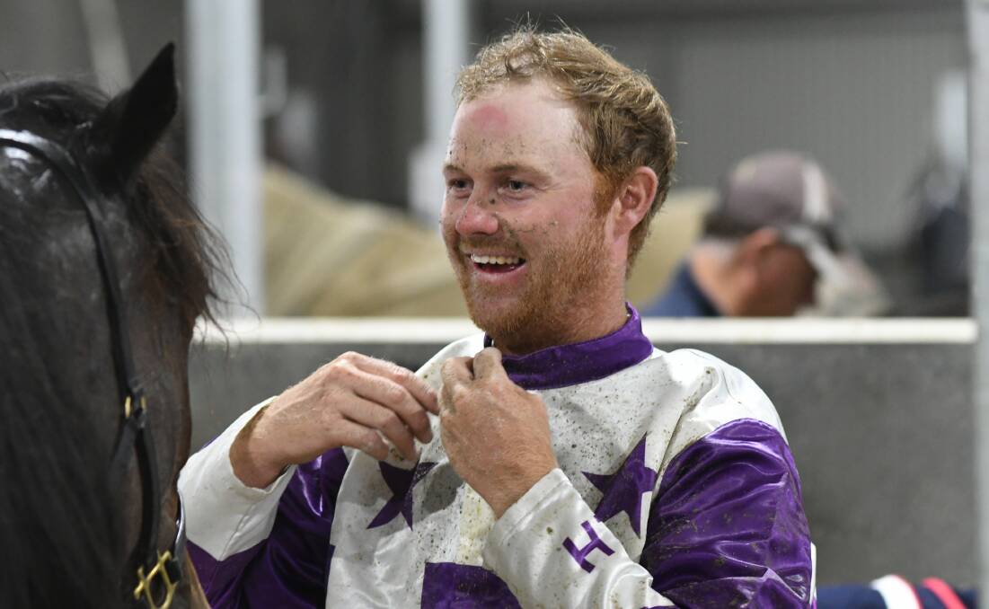 FILLY FINISHES FAST: Sam Hewitt's all smiles following Misdemeanor's win. Photo: CHRIS SEABROOK