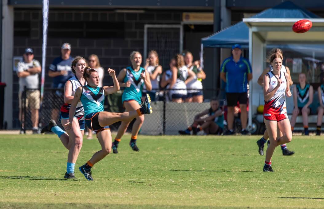 WHAT A YEAR: Jade Leven, pictured in action at the Academy Games, was named a joint winner of the AFL Central West's youth girls best and fairest awards on Wednesday night. Photo: IMAGEN PHOTOGRAPHY