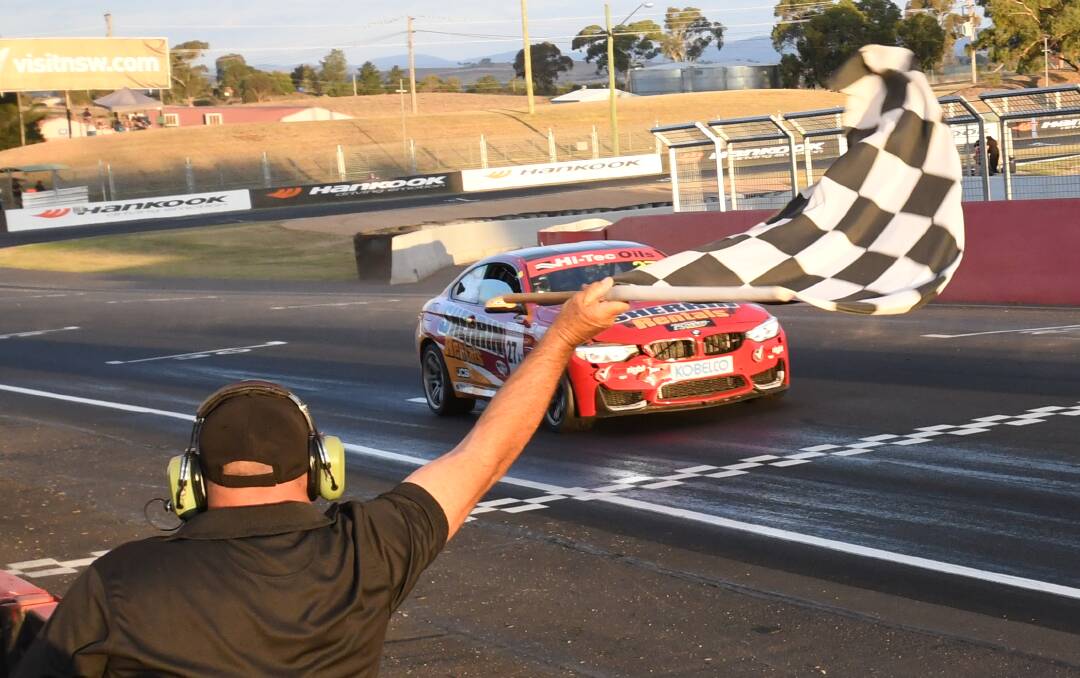 WINNERS: Grant and Iain Sherrin took out Sunday's third edition of the Bathurst 6 Hour in their BMW M4. Photo: CHRIS SEABROOK