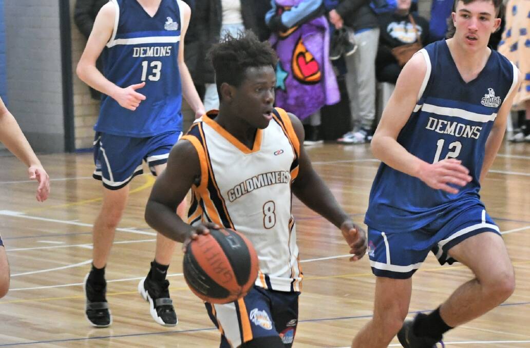 CHAMPIONS: Zebedee Kongormanyi in action for the Bathurst Goldminers under 18s boys versus Griffith Demons. Photo: CHRIS SEABROOK
