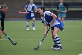 Amy Glenn in action for St Pat's during the opening round of the women's Central West Premier League Hockey season. Picture by James Arrow.