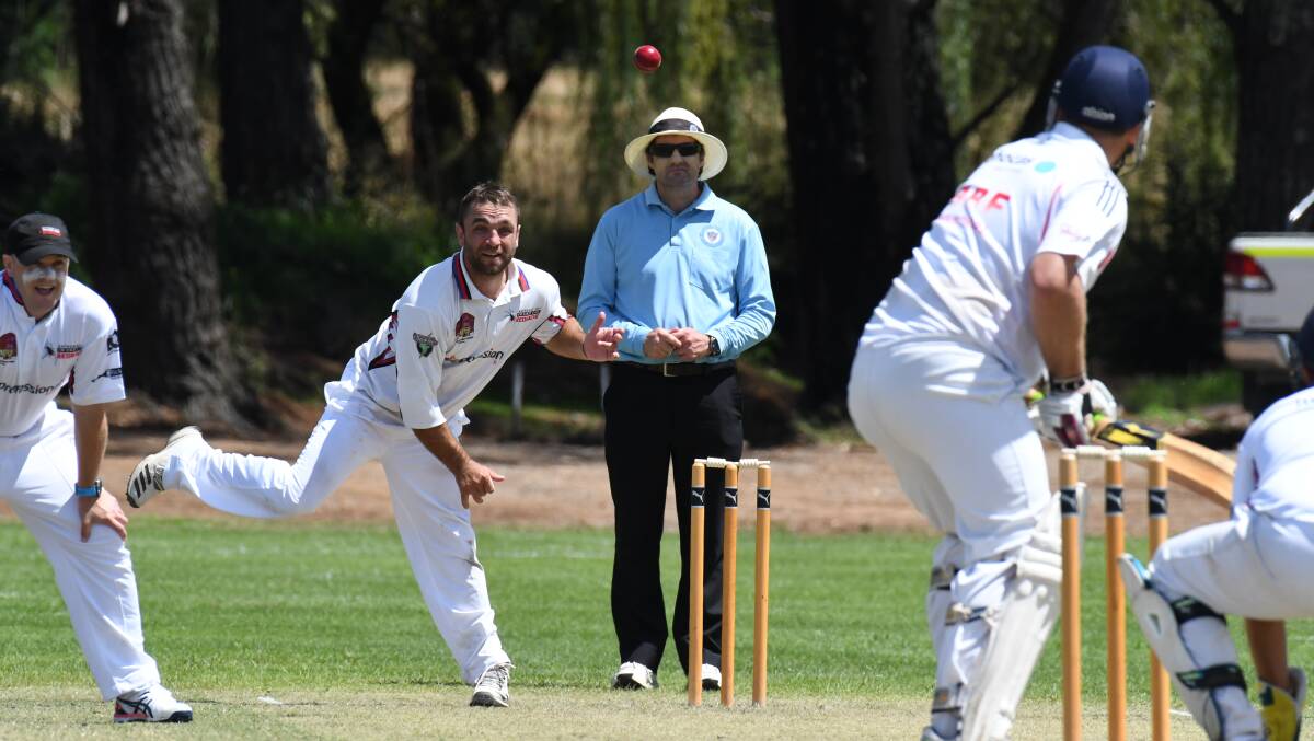 CHASE IS ON: Bathurst City captain Joey Coughlan bowls during day one. Photo: JUDE KEOGH