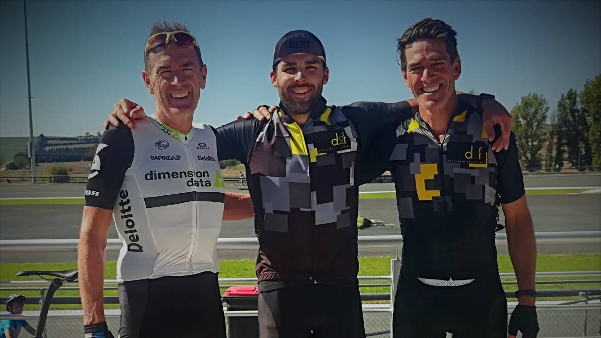 A GRADE PODIUM: Mark Windsor (third), Nick North (winner) and Richard Hobson (second) following Sunday's Vale Road Circuit race.