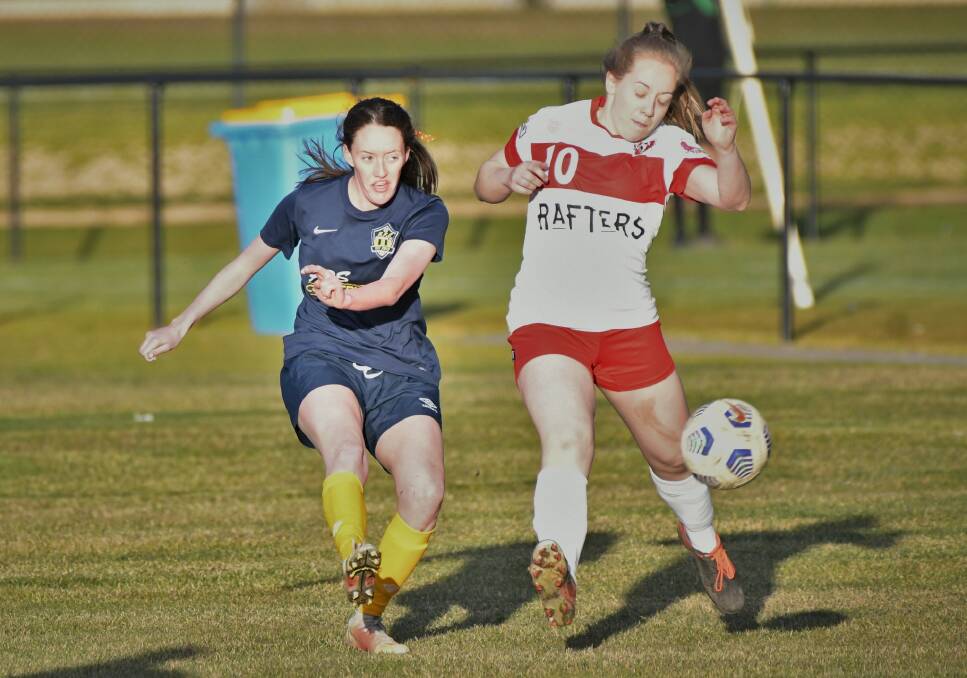 WAIT GOES ON: Larissa Kilby (left) and Panorama FC might not get the chance to play out what has so far been a perfect season in Bathurst District Football ladies premier league. Photo: CHRIS SEABROOK