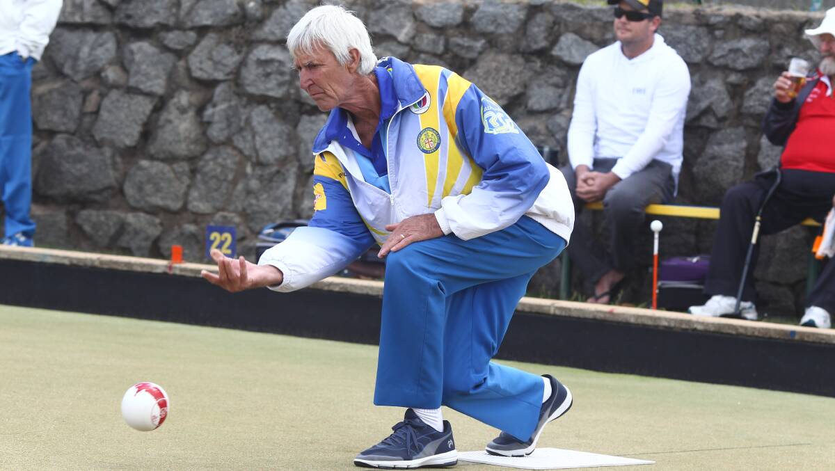 THERE IT GOES: Paul Reece bowling at the Bathurst City Bowling Club.