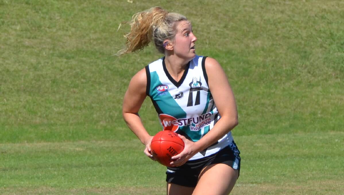 FIRST POINTS: Donalee Delahunty and the Bathurst Bushrangers picked up their first win of the Central West AFL season on Saturday with a comfortable margin against the Parkes Panthers. Photo: ANYA WHITELAW
