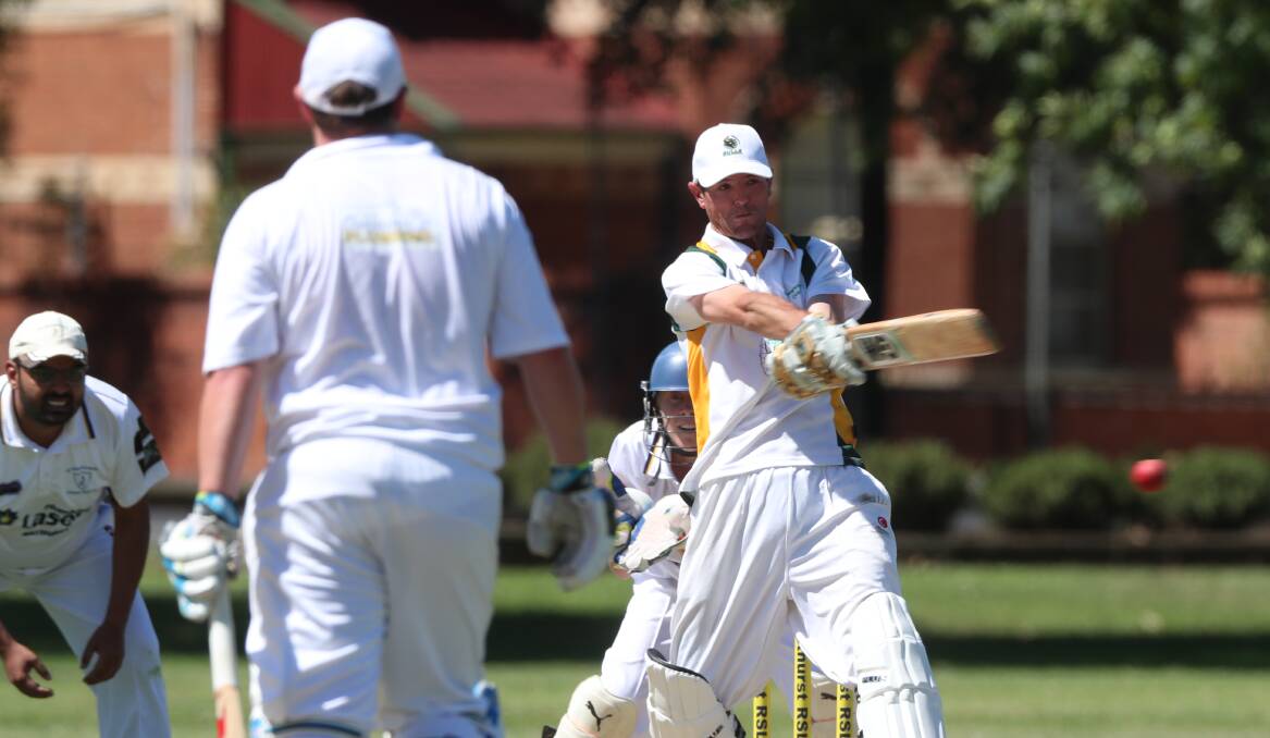 SMASH: Aaron Seymour whips a shot away for Centennials Bulls during their innings against St Pat's Old Boys on Saturday at Morse Park 1. Seymour and Troy Kenny hit 168 for the second wicket. Photo: PHIL BLATCH