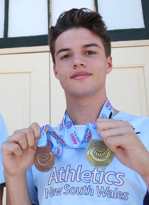 DOUBLE: Zen Clark added to his NSW State Athletics Championships gold (pictured) by winning the 100m and 200m at the NSW Little Athletics Championships.