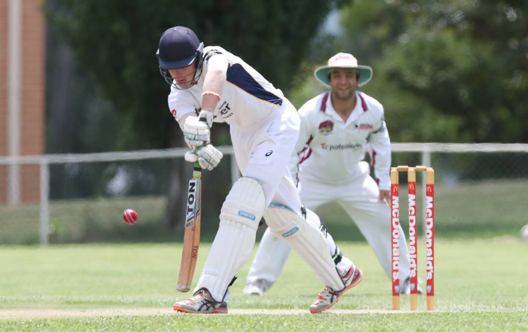 FRONT FOOT: Mitch Taylor batting for St Pat's Old Boys against Bathurst City. Photo: PHIL BLATCH