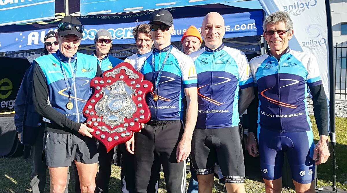 GOLDEN RIDE: Bathurst Cycling Club won gold in the men's masters 150+ division at the NSW Club Team Time Trial Championships.