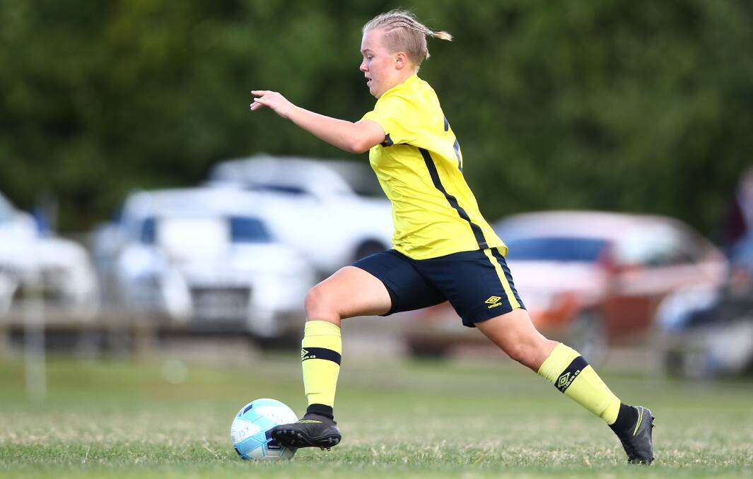 BIG MOMENT: Poorsha McPhillamy bagged a memorable brace for Western NSW Mariners FC in their 2-1 win over UNSW FC on Sunday. Photo: PHIL BLATCH