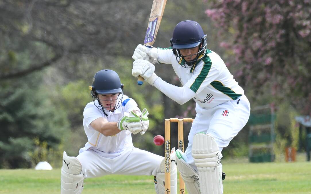DIFFICULT START: Cooper Brien was the highest scorer for Bathurst with 36 runs. It was a tough day out for Bathurst who went down by eight wickets to hosts Orange on Sunday. Photo: JUDE KEOGH