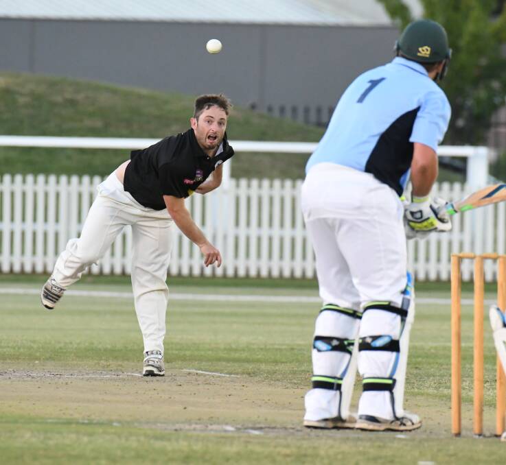 WE MEET AGAIN: Redbacks' marquee man Sam Macpherson bowls during last season's Royal Hotel Cup grand final against Centennials Bulls. The two teams come together for their rematch this Friday. Photo: JUDE KEOGH