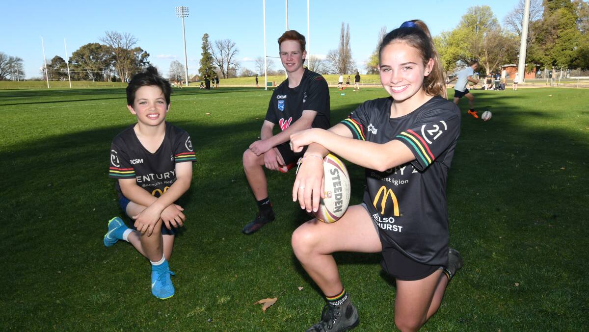 A FAMILY AFFAIR: Bathurst Panthers' Riley (11), Jackson (16) and Abbey Carter (13) are preparing for grand finals. Photo: CHRIS SEABROOK