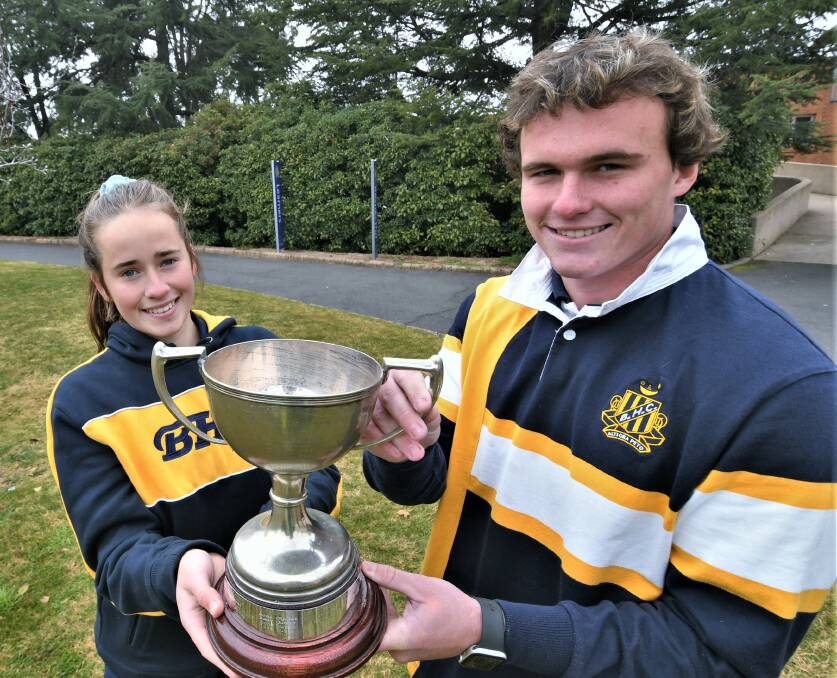 IT'S ON: Bathurst High School captains Zoe Peters and Charlie Hutchings are excited for the Astley Cup's return. Photo: CHRIS SEABROOK