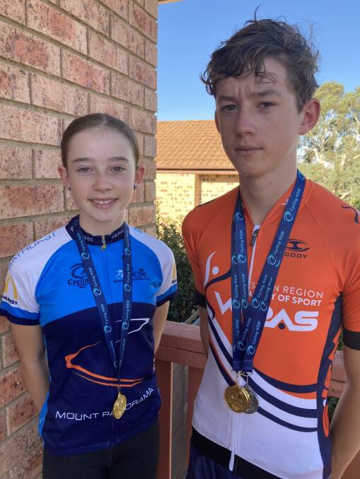 PURSUIT SUCCESS: Charlotte and Cadel Lovett claimed gold medals from the Cycling NSW Club Team Sprint and Team Pursuit Championships over the weekend. Photo: CONTRIBUTED