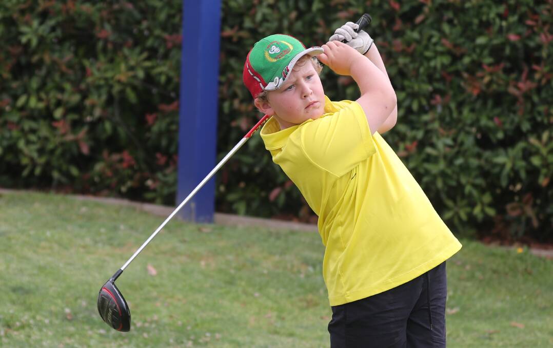 JUNIOR WITH DRIVE: Rory Elphick tees off during a recent round at the Bathurst Golf Club. Photo: PHIL BLATCH