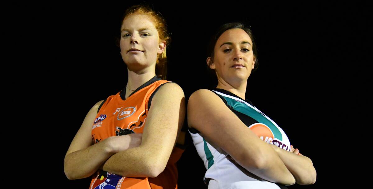 LET'S GO: Captains Katie Kennedy (Bathurst Giants) and Kelsey Richards (Bathurst Bushrangers) will face off in this Saturday's derby. Photo: ALEXANDER GRANT