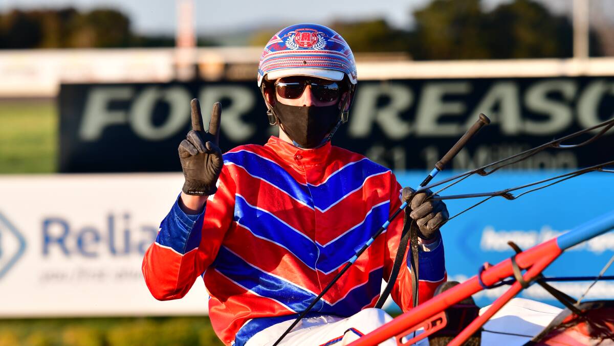 BACK-TO-BACK: Mitch Turnbull claimed a pair of upset victories to start Friday night's meeting at Bathurst Paceway, winning with Ripponlea and Prince Parker. Photo: ALEXANDER GRANT