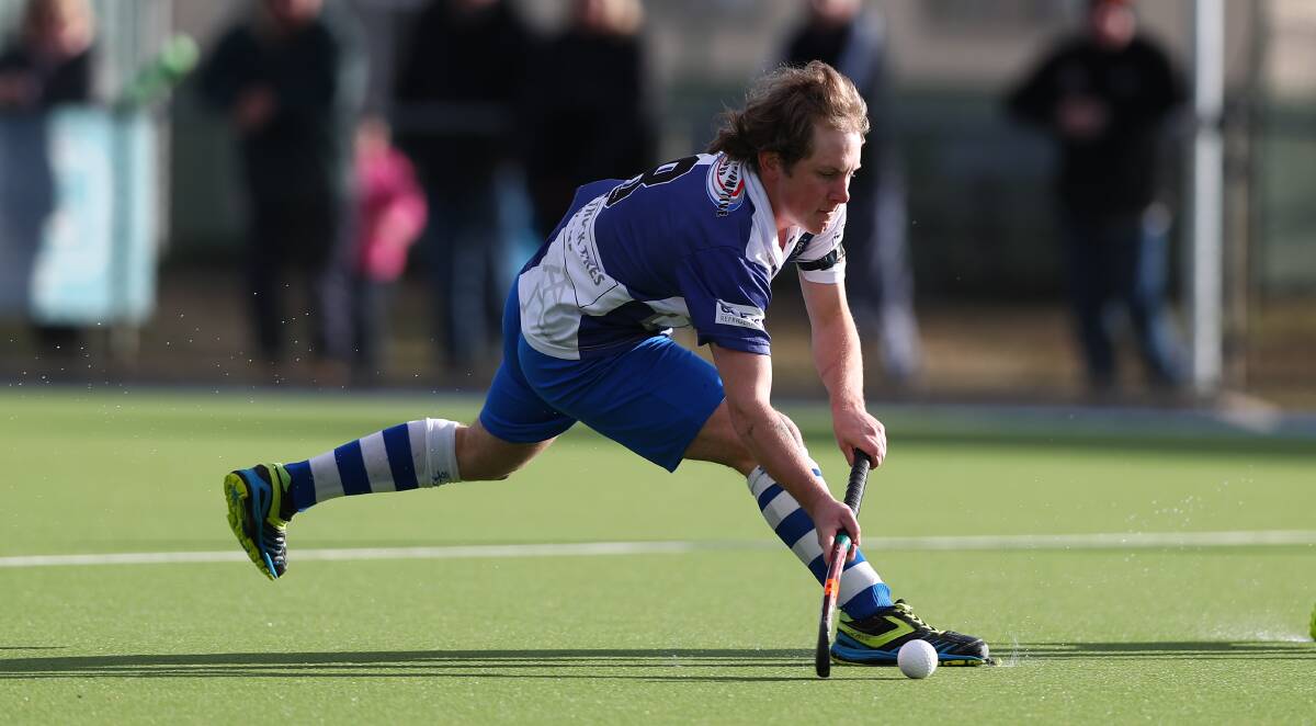 WE CAN DO IT: Aiden Charters is part of a St Pat's team looking for their first win over Souths this men's Premier League Hockey season. Photo: PHIL BLATCH