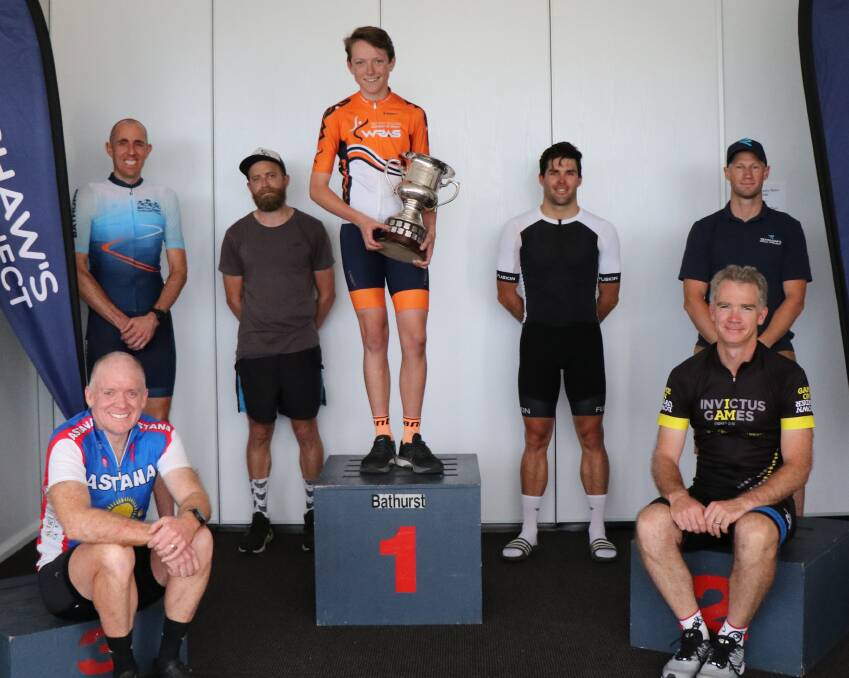 JUNIOR TALENT: Orange's Xavier Bland stands atop the podium after taking out Sunday's Bathurst Cycling Club's Rockley Cup handicap event. Photo: CONTRIBUTED