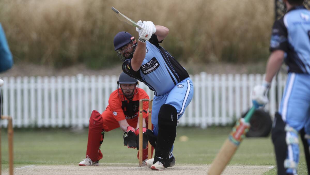City Colts' Henry Shoemark dispatches one of his 19 boundaries on Saturday. Picture by Phil Blatch.