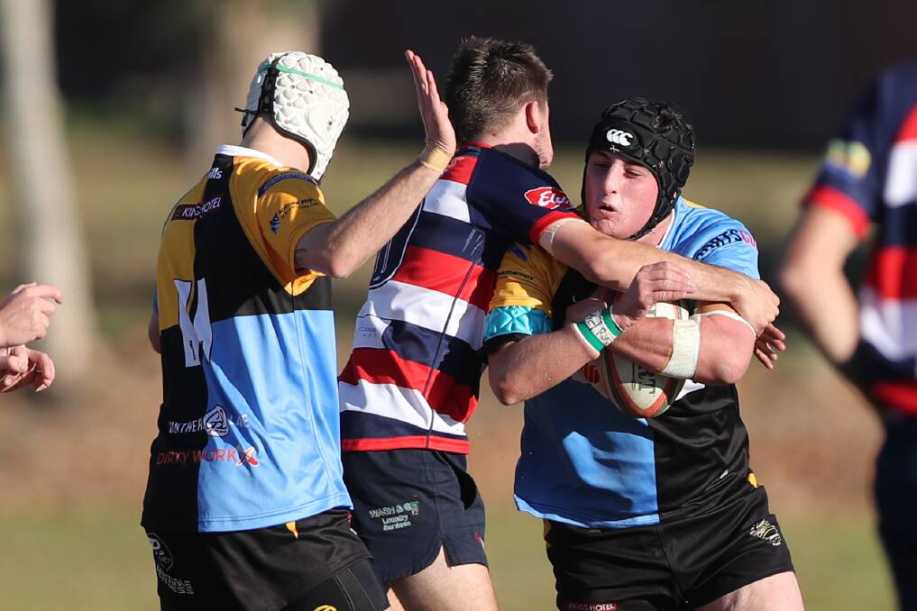 CLASH OF THE TITANS: Jonah Ruzgas and CSU will require inspired rugby to overcome Narromine Gorillas this Saturday. Photo: PHIL BLATCH