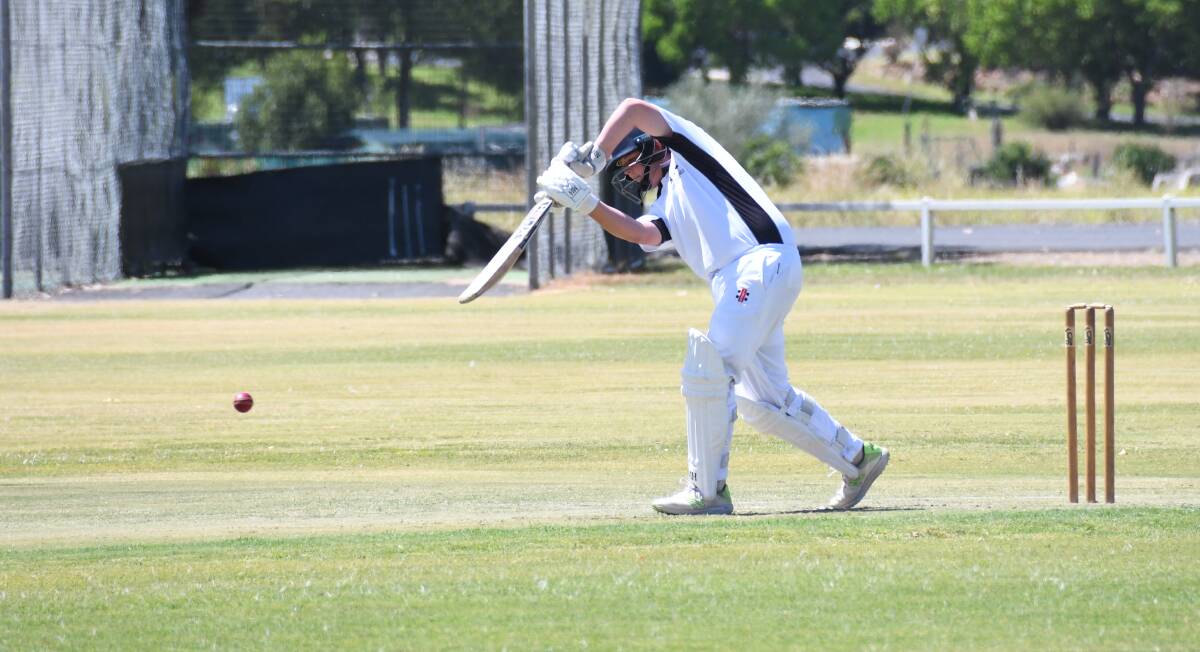 DOWN THE GROUND: Murray Fisher batting for the Mitchell Cricket Council team in their eventual loss to Macquarie Valley in their all-or-nothing clash. Photo: AMY MCINTYRE