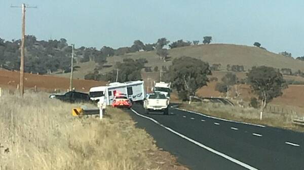 Fatal Crash: Emergency services attended the fatal crash on the Mitchell Highway this morning. Photo: Live Traffic NSW