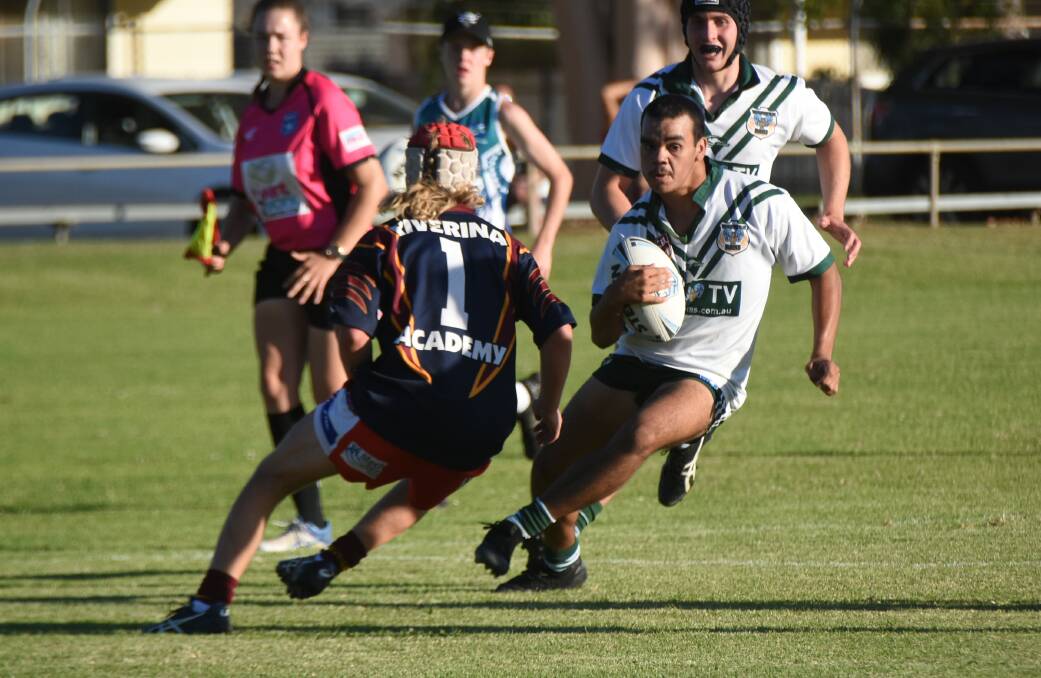 BACK AGAIN: Macquarie winger Nathan Walker in action for Western against Riverina in a trial last month. The two sides will meet again on Sunday. Photo: RENEE POWELL
