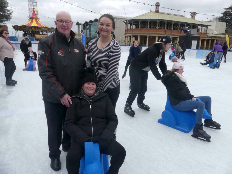 FUN ON THE RINK: Mayor Graeme Hanger with Susan and Donna at the LiveBetter All Abilities Day.