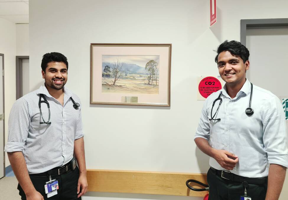 ON THE WARD: Medical student Arunan Mahen (right) with his supervising junior medical officer (JMO) doctor, Nikhil Kuchi. Photo: SUPPLIED 