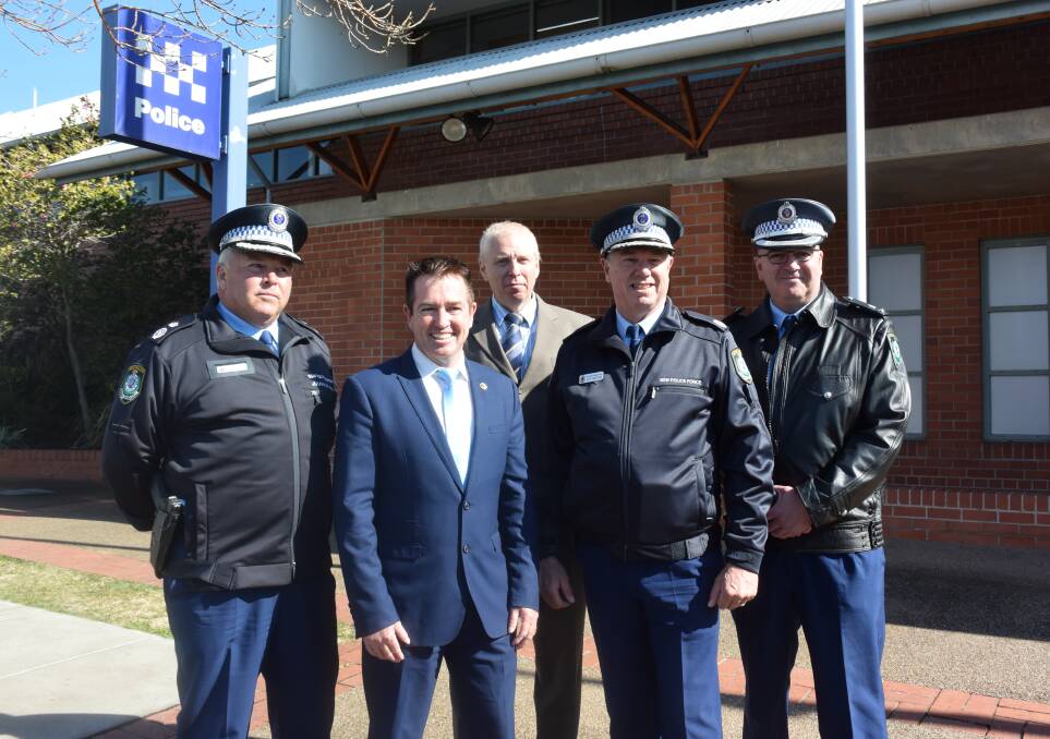 FORCE: Deputy Commissioner Gary Worboys, member for Bathurst Paul Toole, detective sergeant Shane Conant, Western Region Commander Geoff McKechnie and Superintendent Paul McDonald.