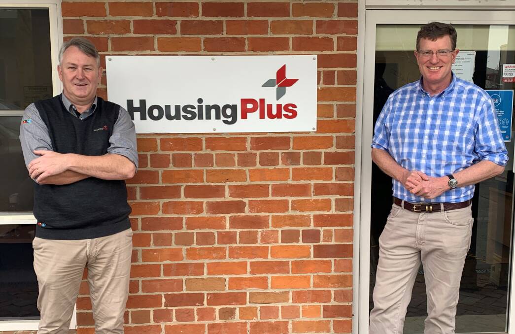 DELIVERING SAFER PLACES: Housing Plus CEO David Fisher with Member for Calare Andrew Gee. Photo: SUPPLIED