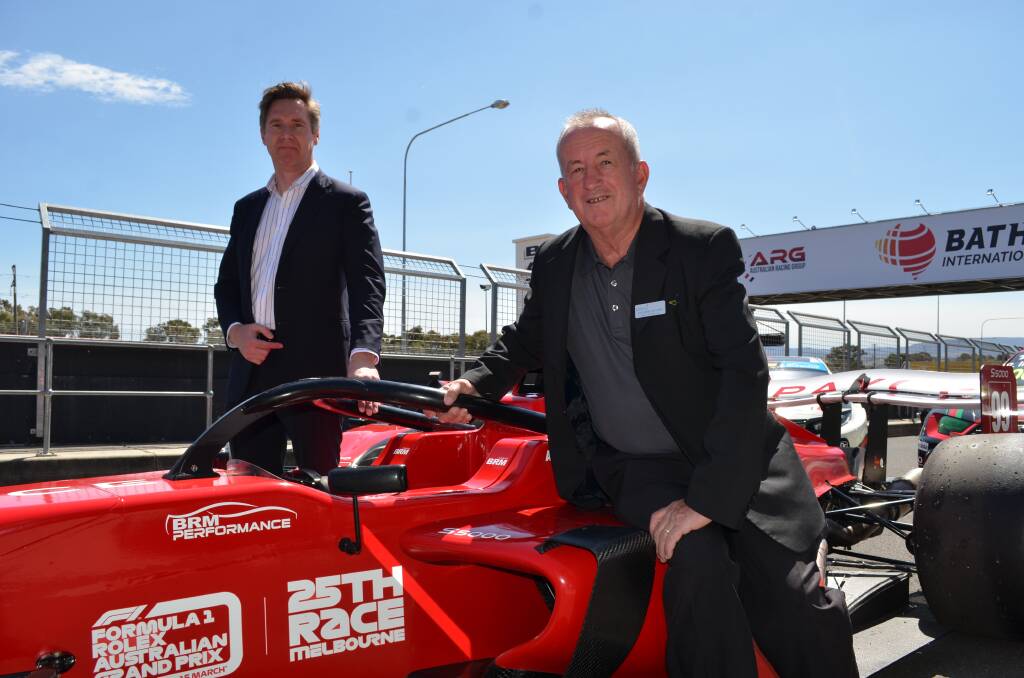 EXCITING PLANS: Australian Racing Group (ARG) executive director Matt Braid and mayor Bobby Bourke at Mount Panorama for the launch of the Bathurst International, the circuit's fifth event. Photo: ANYA WHITELAW