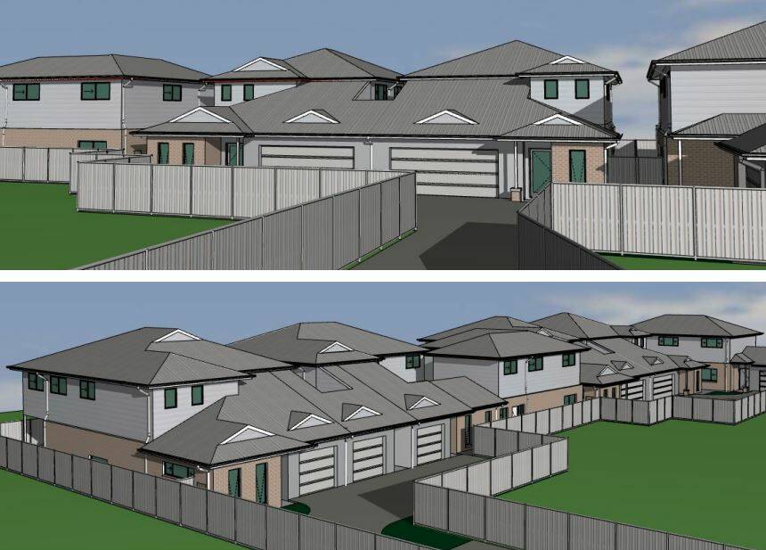 Images from the plans submitted with the DA for six two-storey residential units at 135 Durham Street. 