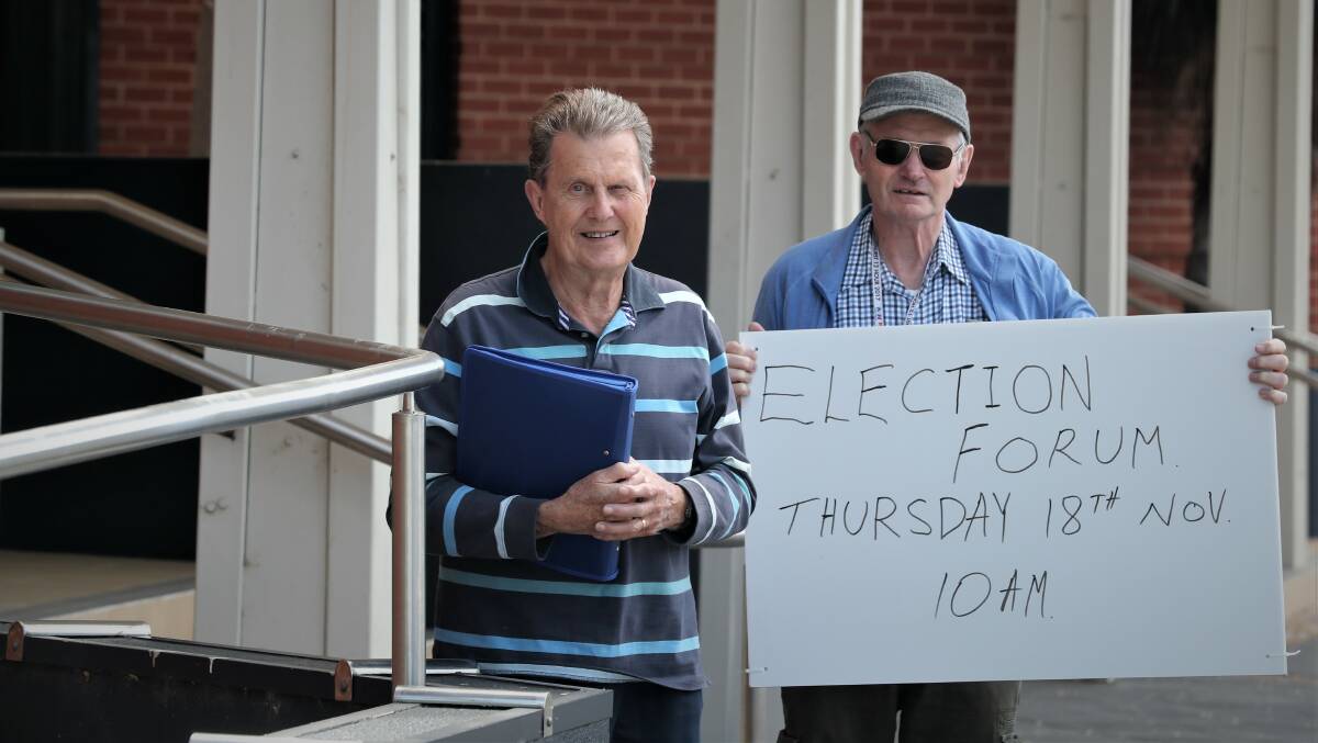 READY: Bathurst CPSA president John Hollis and Kent McNab, who has helped to sign candidates up for the forum. Photo: PHIL BLATCH