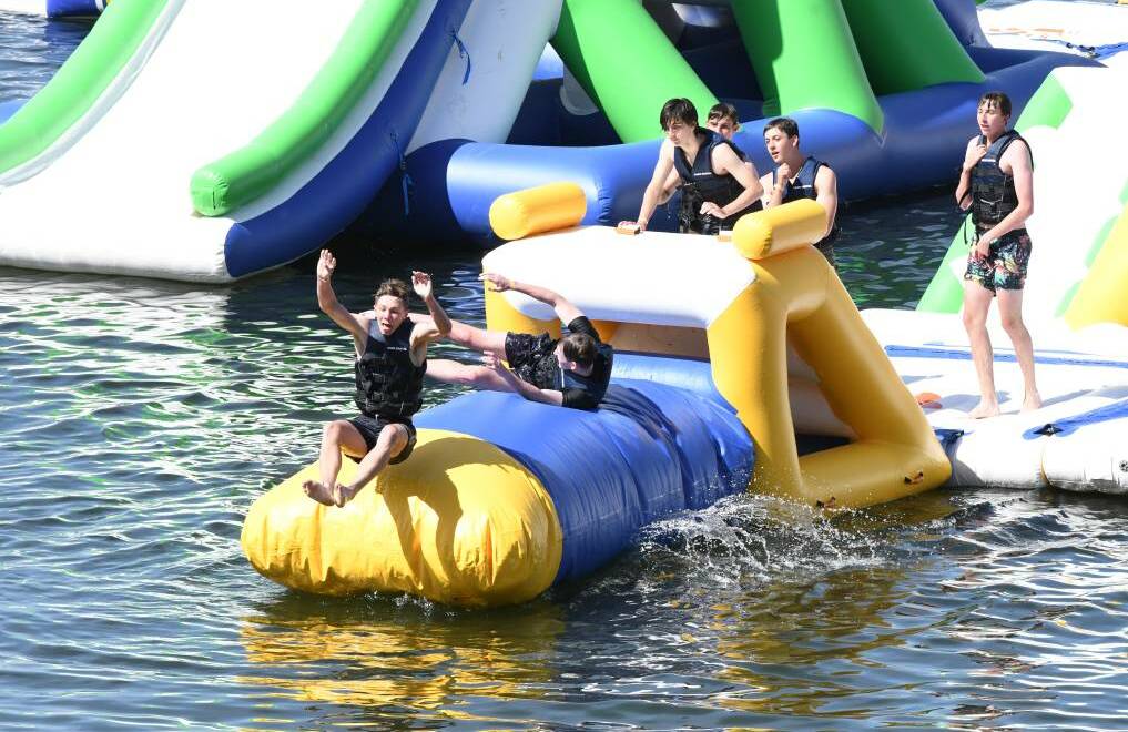 SUMMER FUN: The aqua park is set to open at Chifley Dam in a week. 