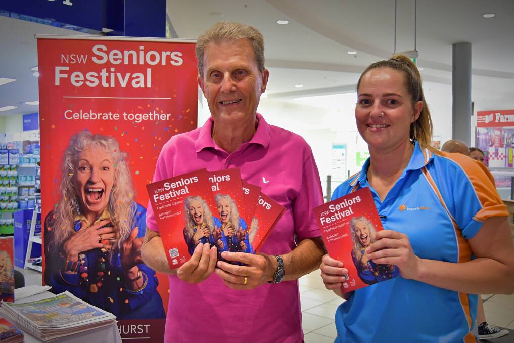 John Hollis and Rowee Stair promoting the upcoming Bathurst Seniors Festival. Picture by Rachel Chamberlain
