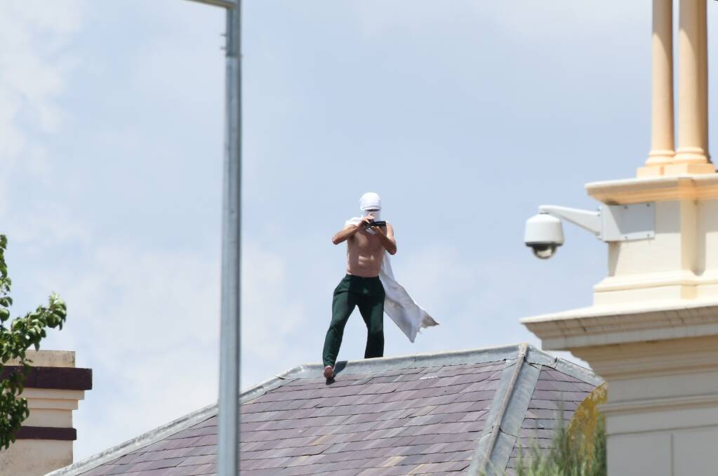 INCIDENT: An inmate got onto the roof of a jail building on Monday. Photo: CHRIS SEABROOK 